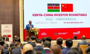 MITI CS Hon. Lee Kinyanjui and PS Abubakar Hassan with H.E. President William Ruto at the Kenya-China Investor Roundtable in Beijing. Photos: Courtesy